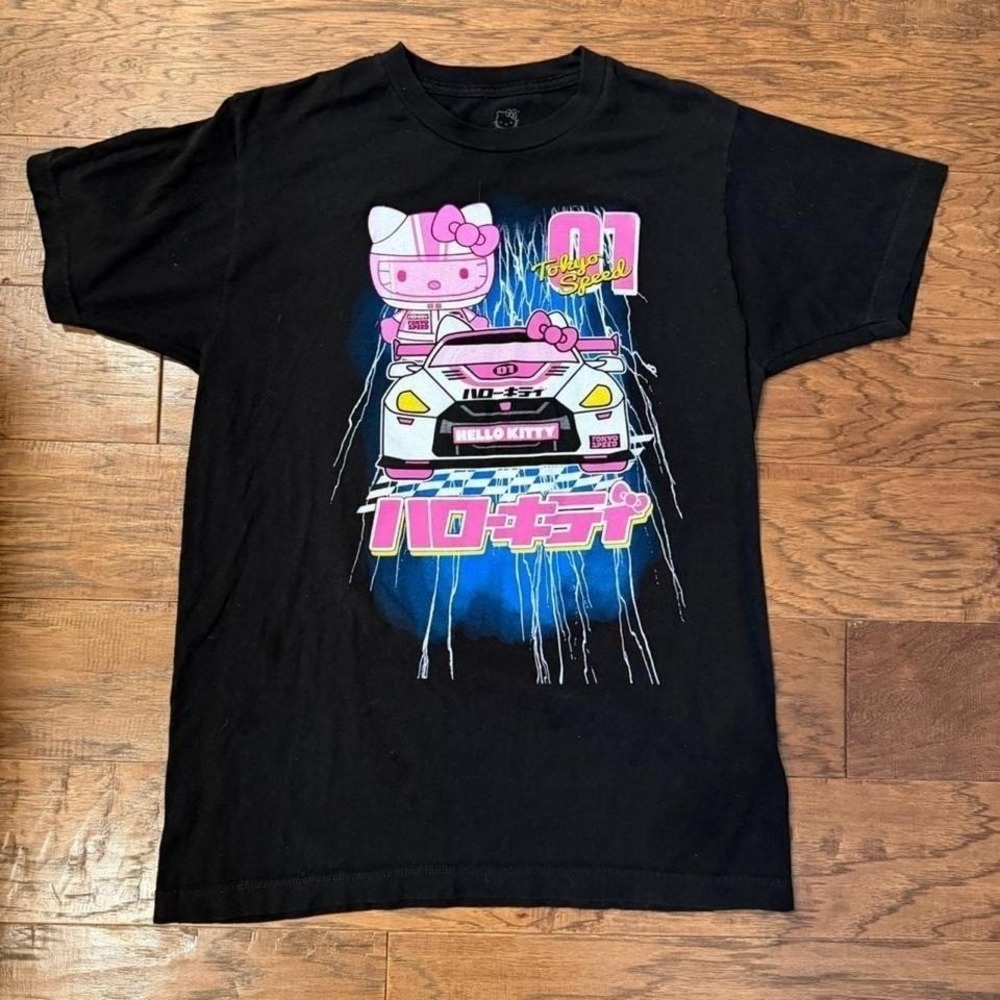 Hello Kitty Tokyo Speed Racing T-Shirt Mens Medium Black Sanrio JDM Car Graphic
